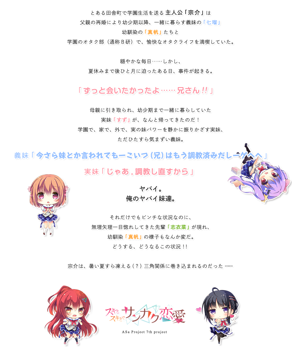 とある田舎町で学園生活を送る主人公「宗介」は、父の再婚により…